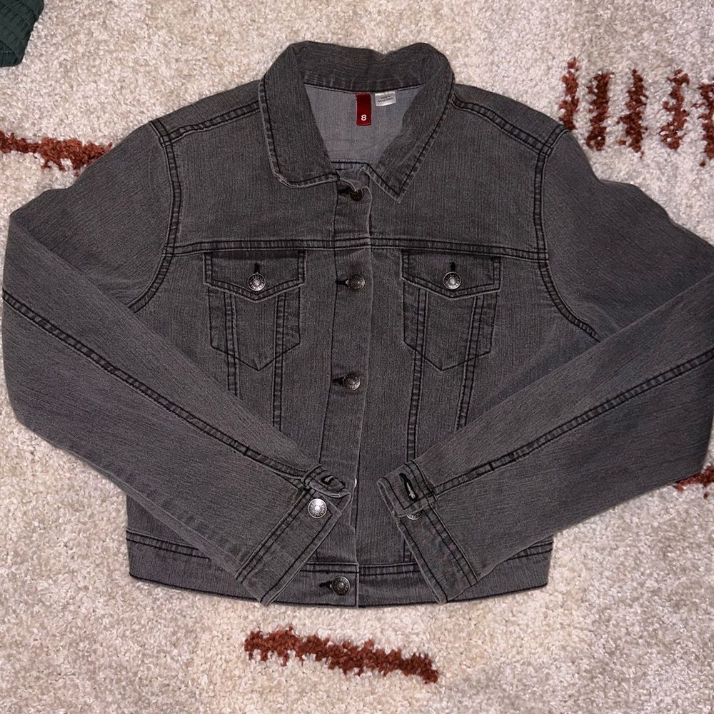 Divided Gray black Jean Jacket denim cropped size 8